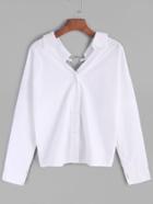 Romwe White V Back Metal Ring Detail Shirt