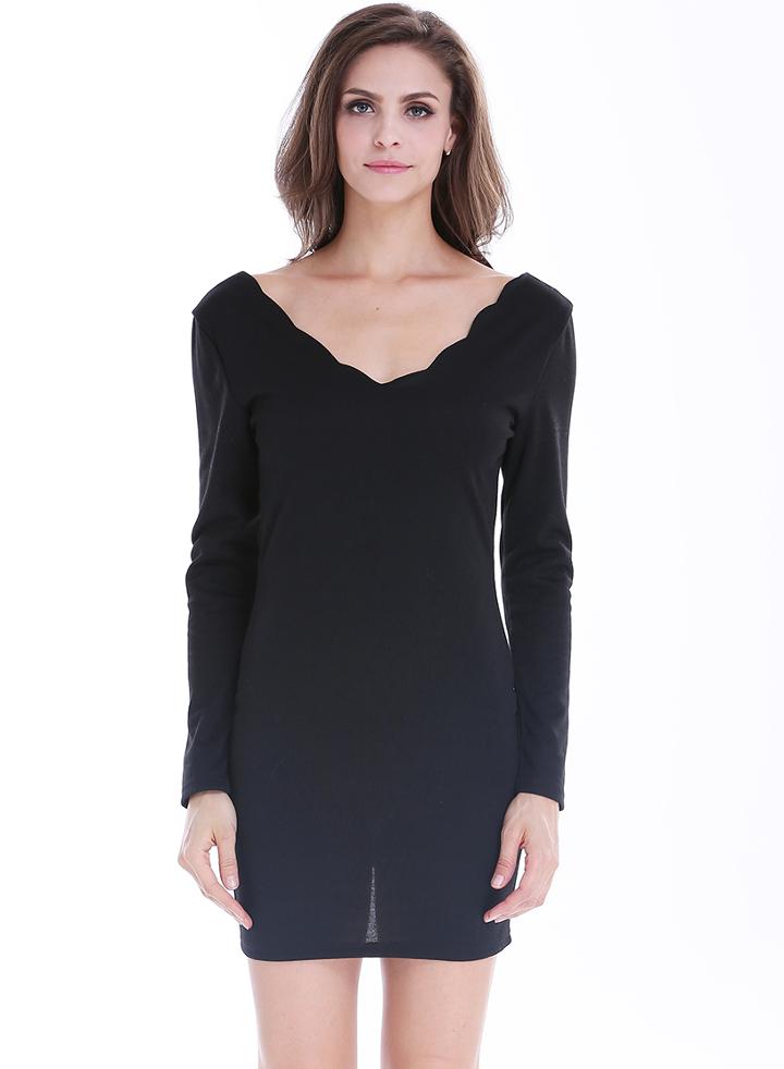 Romwe V Neck Backless Bodycon Dress