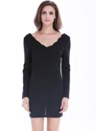 Romwe V Neck Backless Bodycon Dress