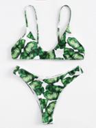Romwe Jungle Print High Leg Bikini Set