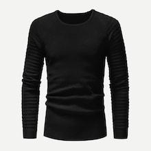 Romwe Men Solid Locomotive Pleats Jumper