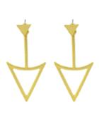 Romwe Gold Plated Triangle Hanging Stud Daily Wear Earrings