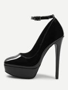 Romwe Ankle Strap Platform Pu Pumps