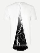 Romwe Men Lightning Print High Low Tee