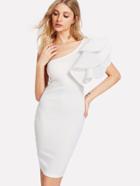 Romwe Exaggerate Ruffle One Shoulder Dress