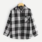 Romwe Plaid Print Single Breasted Blouse