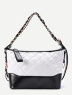 Romwe Two Tone Quilted Pu Shoulder Bag
