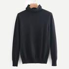 Romwe High Neck Solid Fitted Jumper