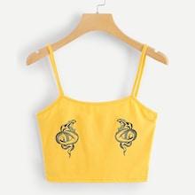 Romwe Snake Print Cami Top