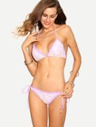 Romwe White Lace Overlay Triangle Bikini Set