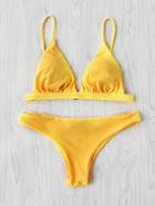 Romwe Braided Design Triangle Bikini Set