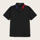 Romwe Guys Color-block Collar Neck Polo Shirt