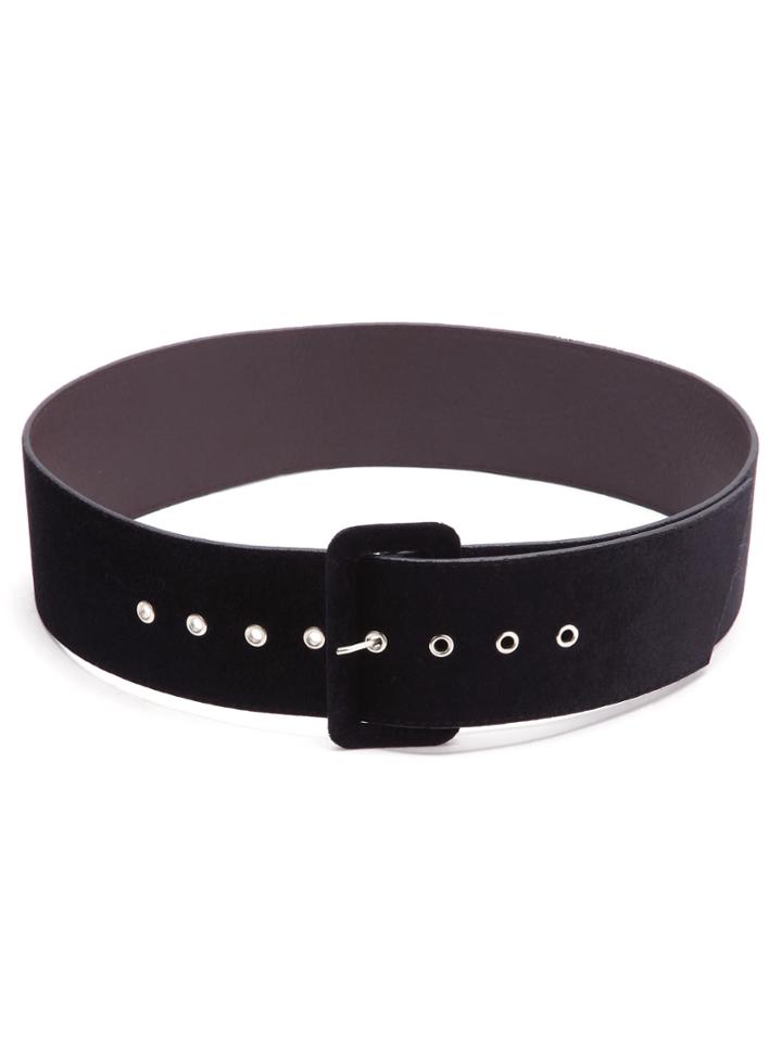 Romwe Black Velvet Covered Pin Buckle Belt