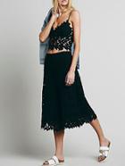 Romwe Black Spaghetti Strap Hollow Crop Top With Wide Leg Pant