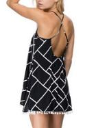 Romwe Pom Pom Trimmed Grid Print Cami Dress