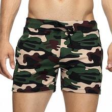 Romwe Men Camo Print Drawstring Waist Shorts