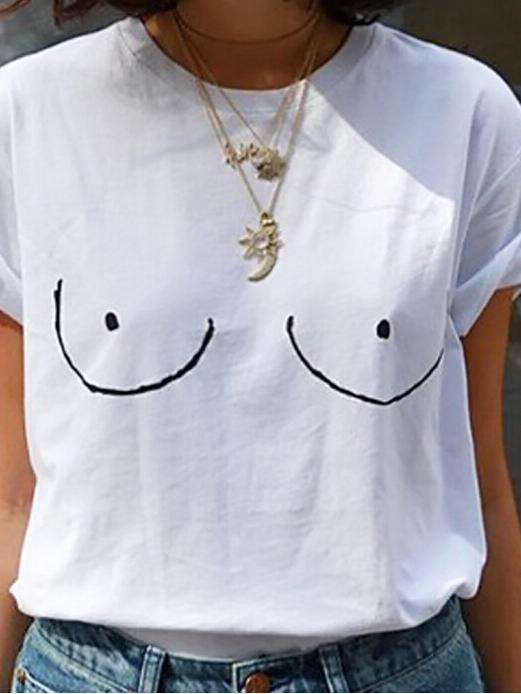 Romwe Funny Printed Short Sleeve T-shirt