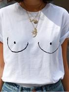 Romwe Funny Printed Short Sleeve T-shirt