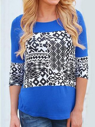 Romwe Women Geometric Print T-shirt