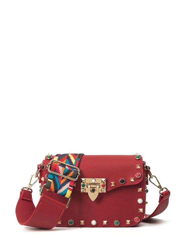 Romwe Studded Decorated Pu Shoulder Bag