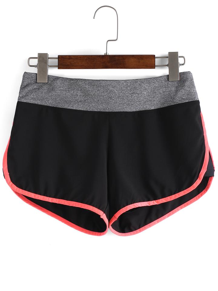 Romwe Contrast Trim Sports Shorts