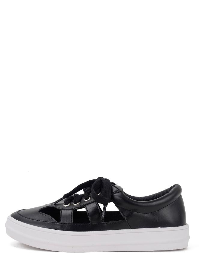 Romwe Black Round Toe Cutout Thick-soled Lace-up Top Loafers