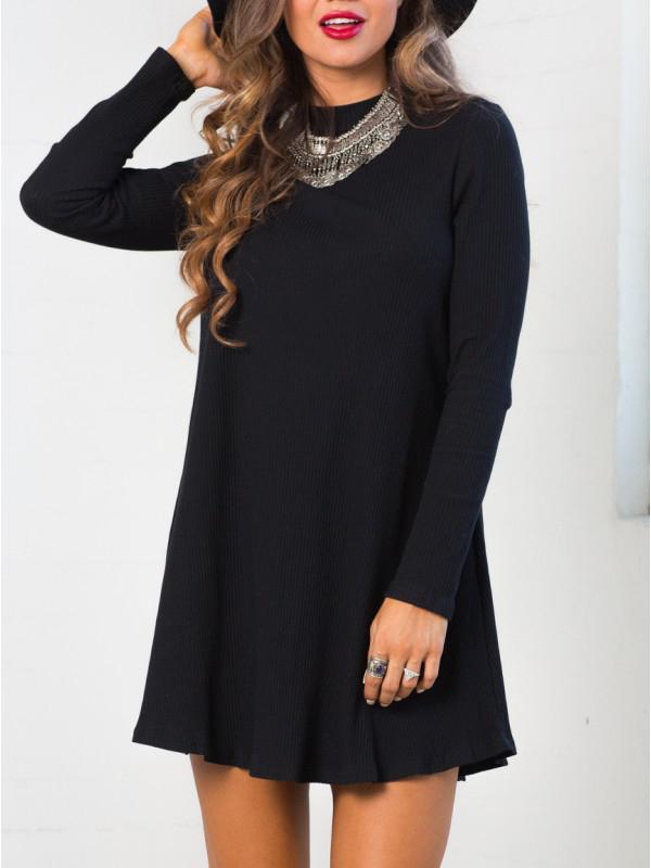 Romwe Black Long Sleeve Designer Casual Dress