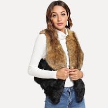 Romwe Color-block Faux Fur Vest