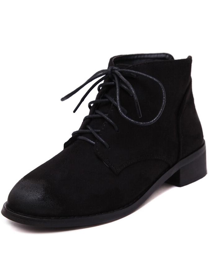 Romwe Black Vintage Chunky Heel Boots