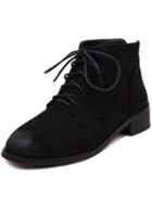 Romwe Black Vintage Chunky Heel Boots