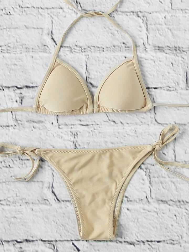 Romwe Side Tie Triangle Bikini Set