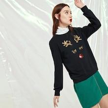 Romwe Christmas Sequin Elk Detail Sweatshirt