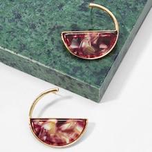 Romwe Tortoiseshell Pattern Half Round Hoop Earrings