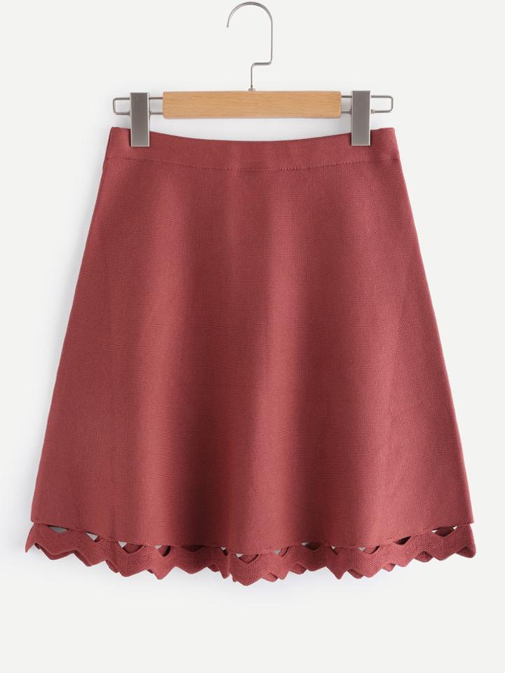 Romwe Cut Out Chevron Hem Knit Skirt