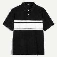 Romwe Guys Contrast Panel Polo Shirt
