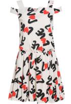 Romwe Straps Letter Print Pleated Dress