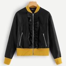 Romwe Zip Front Pocket Coat