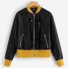 Romwe Zip Front Pocket Coat