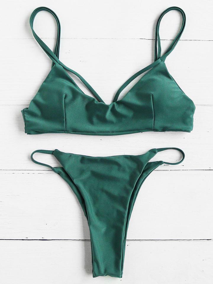 Romwe Front Cutout Sexy Bikini Set
