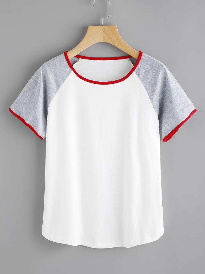 Romwe Raglan Sleeve Ringer Tee