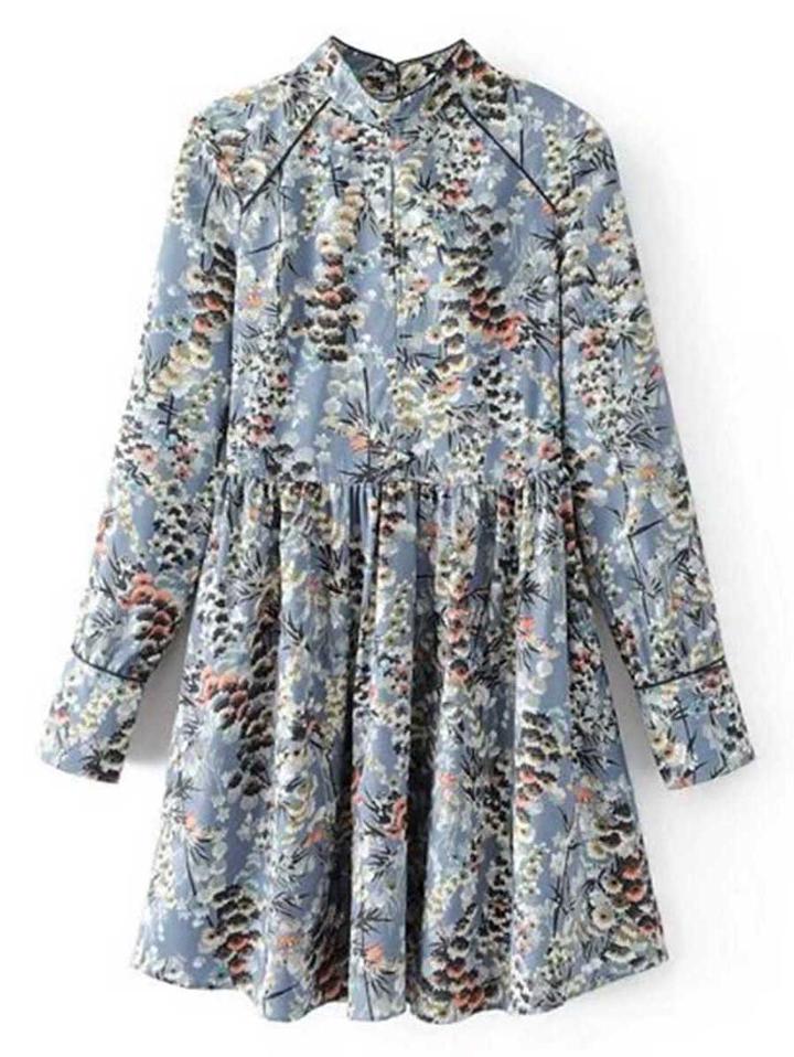 Romwe Calico Print Button Back Dress