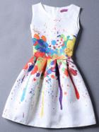 Romwe Colour Sleeveless Graffiti Print Jacquard Dress