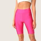 Romwe Neon Pink Elastic Waist Cycling Shorts