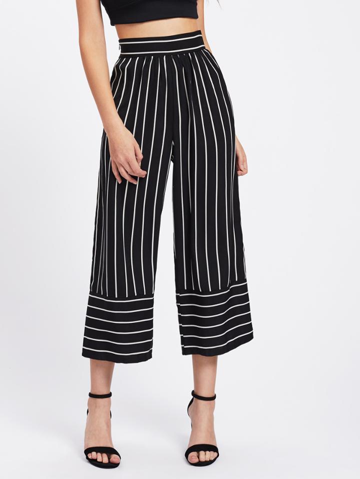 Romwe Striped Wide Leg Pants