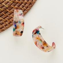 Romwe Marble Detail Acetate Large Hoop Earrings