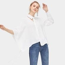 Romwe Cut Out Neck Button Through Asymmetrical Blouse