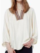 Romwe V Neck Embroidered Loose Blouse