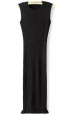 Romwe Sleeveless Peplum Hem Knit Black Dress