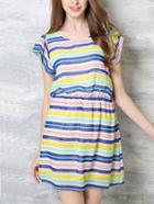Romwe Multicolor Striped Blouson Dress