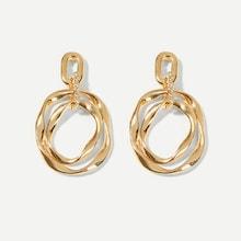 Romwe Double Layered Circle Drop Earrings